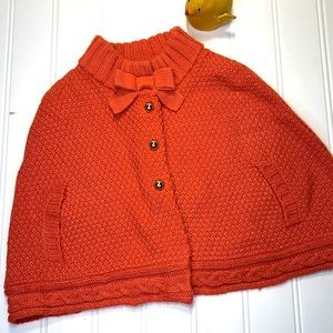 Janie and Jack Orange Knit Sweater Cape Size 3-6 months